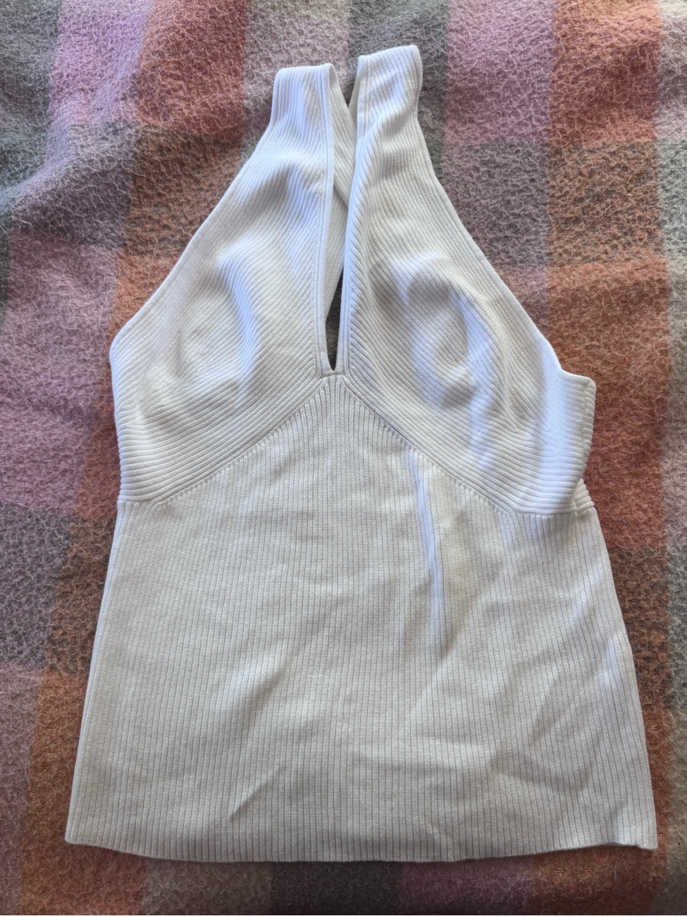 Banana Republic White Ribbed Halter Tank Top